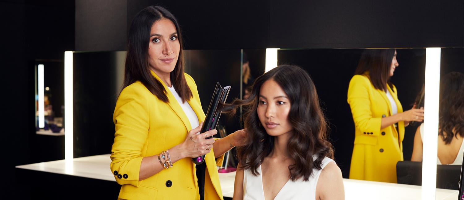 Jen Atkin using the Dyson Corrale straightener.
